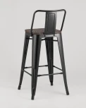 Стул полубарный Stool Group TOLIX WOOD со спинкой черный глянцевый УТ000000843