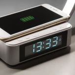 Интерьерная настольная лампа с беспроводным ЗУ Eurosvet Timelight 80505/1 белый (LED, 220V, диммер, сенсорный выключатель, кольцо)