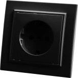 Розетка с заземлением и шторками (черный) Stekker Эрна 39479