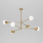 Потолочная люстра Wi-Fi на штанге Eurosvet Calyx 60168/6 латунь (220V, управление смартфоном, голосовое управление, умный дом - Minimir Home, Алиса, Маруся, Салют, шарики)
