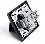 Розетка с заземлением защитной крышкой и шторками (черный) Stekker Эрна 39481