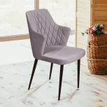 Стул с подлокотниками Top Concept Hunt ромб, бархат светло-серый 26 / чёрный конус