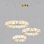 Подвесной светильник Odeon Light Crossa 5072/80L золото/прозрачный/белый/металл/хрусталь/алебастр LED 80W 3700K (220V, кольцо)