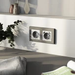 Розетка с заземлением (серебряный матовый) Werkel W1171065 (a063612)