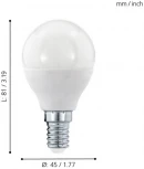 Лампочка светодиодная E14 5,5W 220V 470 lm 3000K Eglo Lm_led_e14 11648