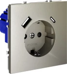 Розетка с заземлением, шторками и USB Type A+С (шелк) Voltum S70 VLS040504