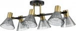 Потолочная люстра на штанге Lumion Anriya 8044/6C черный, латунь/дымчатый металл/стекло Е14 6*40W 220V