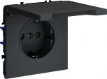 Розетка с заземлением, шторками и крышкой (графит) Voltum S70 VLS040307