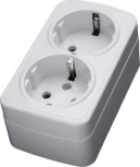 Розетка двойная с заземлением (белый) Stekker Basic 39034