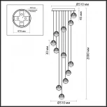 Каскадная люстра Odeon Light Sono 5101/60L под латунь/прозрачный/акрил LED 60W (12*5W) 4000K (220V, на проводе)
