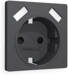 Лицевая панель Ambrella Volt ALFA (Графит Мягкое касание) для электрической розетки с заземлением со шторками 2USB A+A QUANT AP9090