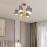 Потолочная люстра Wi-Fi на штанге Eurosvet Topanga 60173/6 латунь (220V, управление смартфоном, голосовое управление, умный дом - Minimir Home, Алиса, Маруся, Салют)