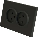 Розетка двойная без заземления со шторками (черный) Stekker Эмили 49851