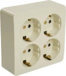 Розетка 4-х местная с заземлением (слоновая кость) Stekker София 49509