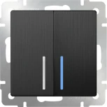 Выключатель двухклавишный проходной с подсветкой (графит рифленый) Werkel W1122104 (a050757)