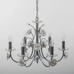 Подвесная люстра Abrasax 2031/6 (chrome) (220V, на цепи, цветы, розы)