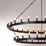 Подвесная большая люстра ярусная Citilux Смитсон CL470254 (220V, на цепи, свеча, круглые, под старину, кольцо)