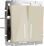 Выключатель двухклавишный проходной с подсветкой (айвори акрил) Werkel W1122143 (a064059)