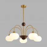 Потолочная люстра на штанге Lumion Larina 8323/5C латунь/белый, металл/стекло/дерево E27 5*60W 220V