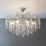 Потолочная люстра каскадная на штанге Citilux Селена CL302180 (220V, хрусталь)