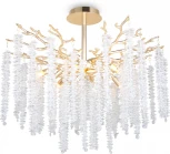 Потолочная люстра на штанге Freya Mineral FR1010CL-08G (220V, хрусталь, листья, ветки)