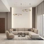 Подвесной светильник Denkirs Orbit DK4067-BK+SG 15xGU10 LED, до 15 Вт, черный + сатинированное золото (220V, на тросе, кольцо)