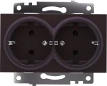 Розетка двойная с заземлением и шторками (коричневый) Stekker Катрин 49030
