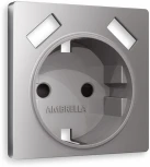 Лицевая панель Ambrella Volt ALFA (Сталь матовый) для электрической розетки с заземлением со шторками 2USB A+A QUANT AP5090