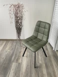 Стул CHILLI SQUARE HK017-22 серо-эвкалиптовый, PU/ черный каркас