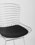 Стул полубарный Stool Group с низкой спинкой Bertoia хромированный с черной подушкой УТ000004221