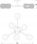 Люстра потолочная на штанге Sally 1173/6P E27*40W Gold