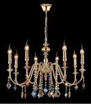 Подвесная люстра Crystal Lux MERCEDES SP8 GOLD/COLOR (220V, на цепи, свеча)