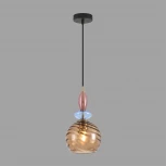 Подвесной светильник со стеклянным декором Lumion Walma 8300/1A бронза/амбер/голубой/розовый, металл/стекло E27 1*40W 220V (на проводе)