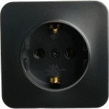 Розетка с заземлением (черный матовый) Stekker София 49494