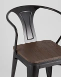 Стул Stool Group TOLIX ARM WOOD с подлокотниками черный УТ000001862
