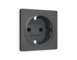 Лицевая панель Ambrella Volt OMEGA (Графит Мягкое касание) для электрической розетки с заземлением со шторками QUANT OP9070