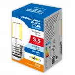 Лампа светодиодная, форма "шар", прозрачная, белый свет 4000K Volpe Optima Филамент LED-G45-5,5W/4000K/E27/CL/SLF