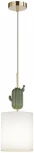 Подвесной светильник Odeon Light Cactus 5425/1 золотой/зеленый/белый/металл/керамика/ткань E14 1*40W (220V, на проводе, круглые)