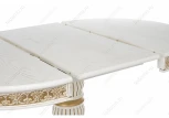 Обеденный стол из дерева Woodville Лорд молочный с золотой патиной 406089