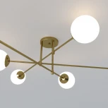 Потолочная люстра Wi-Fi на штанге Eurosvet Netz 30181/6 латунь (220V, управление смартфоном, голосовое управление, умный дом - Minimir Home, Алиса, Маруся, Салют, шарики)