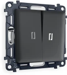 Комплект механизма Ambrella Volt 2-клавишного выключателя с подсветкой 5600K ALFA MA904015 Графит мягкое касание QUANT