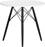 Стол обеденный DOBRIN CHELSEA`80 BLACK (столешница белая, основание черное) 108_BlackBase-TD-LMZL BLACK, цвет столешницы белый, основания черный