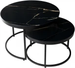 Журнальный стол Эрвин (комплект) Обсидиан, стекло/ черный каркас