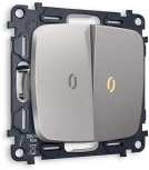 Комплект механизма Ambrella Volt 2-клавишного выключателя с подсветкой 3200K OMEGA MO504010 Сталь матовый QUANT