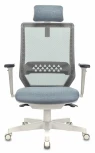 Кресло руководителя Бюрократ EXPERT серый сиденье голубой 38-405 сетка/ткань с подголов. крестовина пластик пластик белый