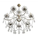 Подвесная люстра с хрустальными подвесками в форме подсвечника Lumion Luina 8346/7 бронза/прозрачный, металл/хрусталь E14 7*40W 220V