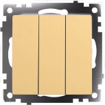 Выключатель трехклавишный (золото) Stekker Катрин 49219