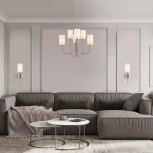 Подвесная люстра Wi-Fi Eurosvet Abbey 60164/6 никель (220V, управление смартфоном, голосовое управление, умный дом - Minimir Home, Алиса, Маруся, Салют, на цепи)