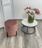 Пуфик для гостиной M-City ФЕЛИКС круглый розовый #15, велюр / черный каркас