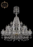 Подвесная большая люстра Art Classic 11.25 11.25.24+12+6.530.XL-172.Gd.Sp (220V, хрусталь, на цепи, подсвечник, свеча)